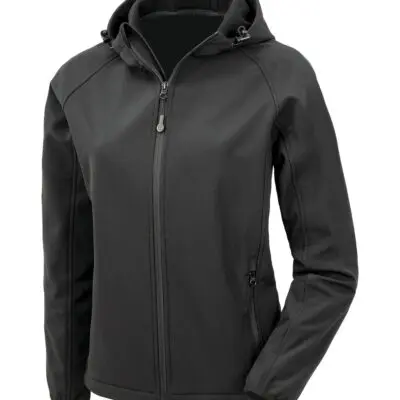 3-laagse gerecycleerde softshell met capuchon voor dames
