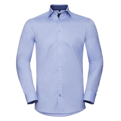 Men's LSL Tailored Contrast Herringbone Shirt