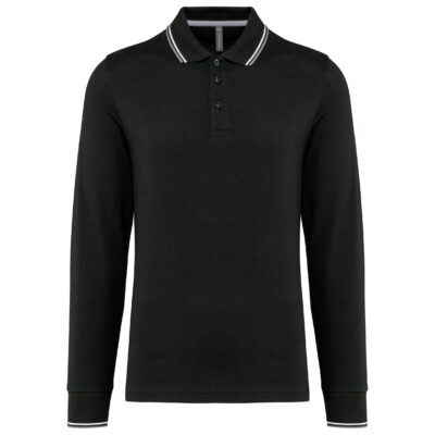 Heren polo van piquétricot met lange mouwen