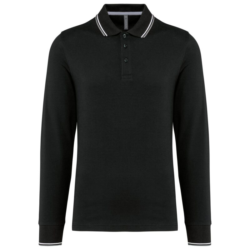 Heren polo van piquétricot met lange mouwen