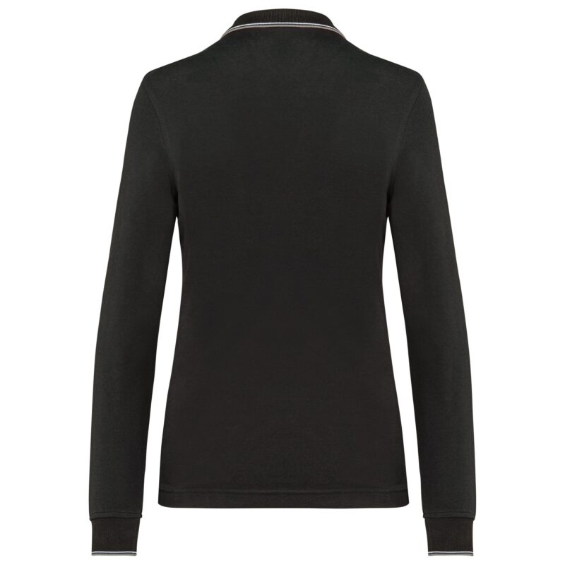 Dames polo van piquétricot met lange mouwen - Afbeelding 2