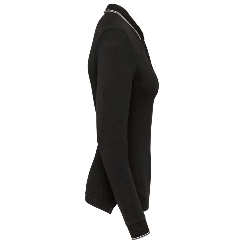 Dames polo van piquétricot met lange mouwen - Afbeelding 3