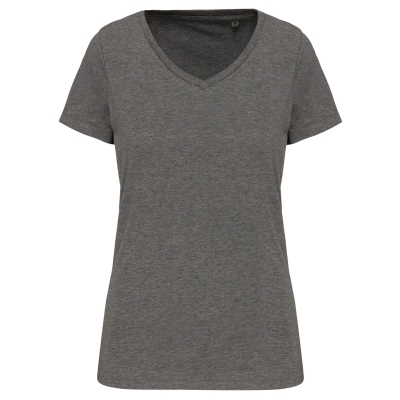 Dames-t-shirt Supima® V-hals korte mouwen