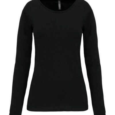 Dames-t-shirt ronde hals lange mouwen