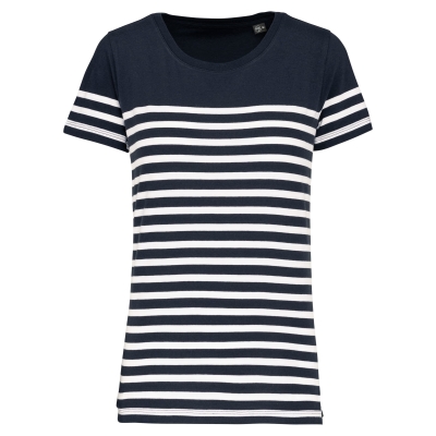 Marine-t-shirt ronde hals Bio dames