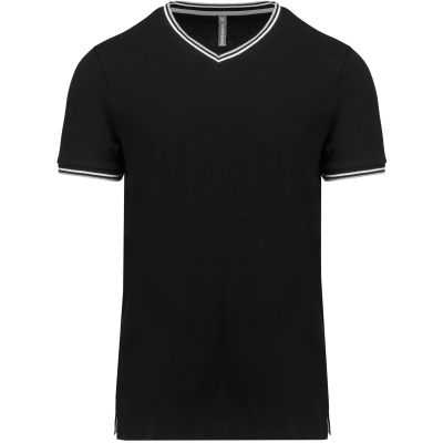 Heren-t-shirt piqué V-hals