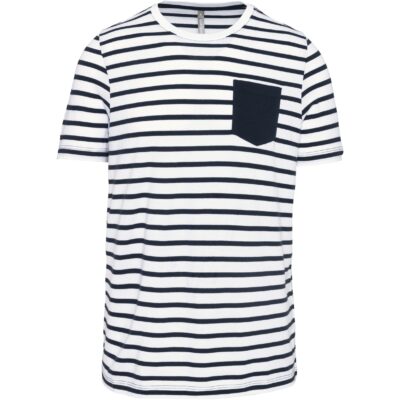 Gestreept T-shirt met zak en korte mouwen