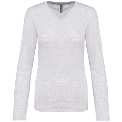 Dames t-shirt V-hals lange mouwen