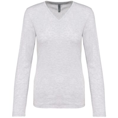 Dames t-shirt V-hals lange mouwen