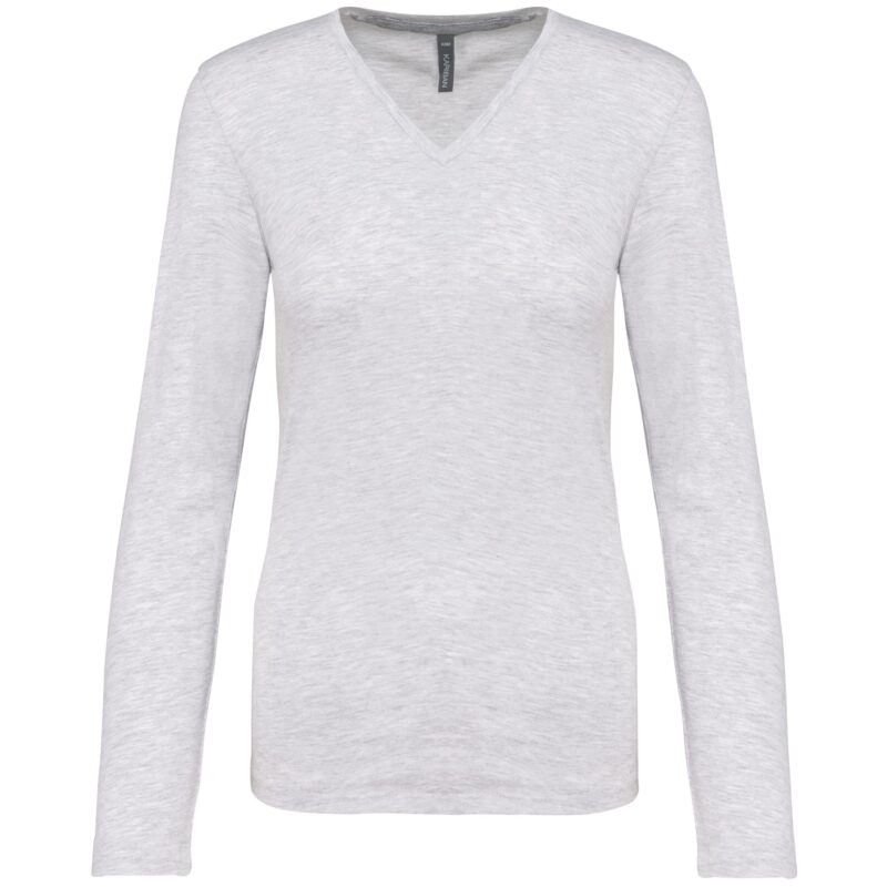 Dames t-shirt V-hals lange mouwen