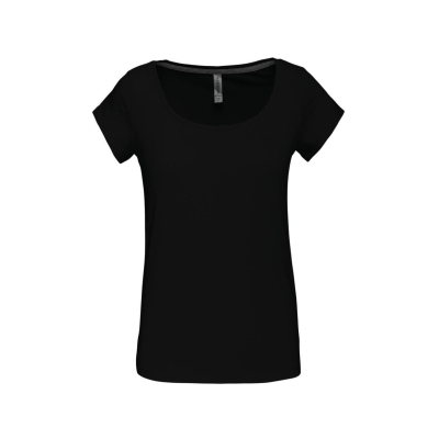 Dames-t-shirt korte mouwen met boothals