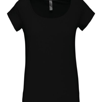 Dames-t-shirt korte mouwen met boothals
