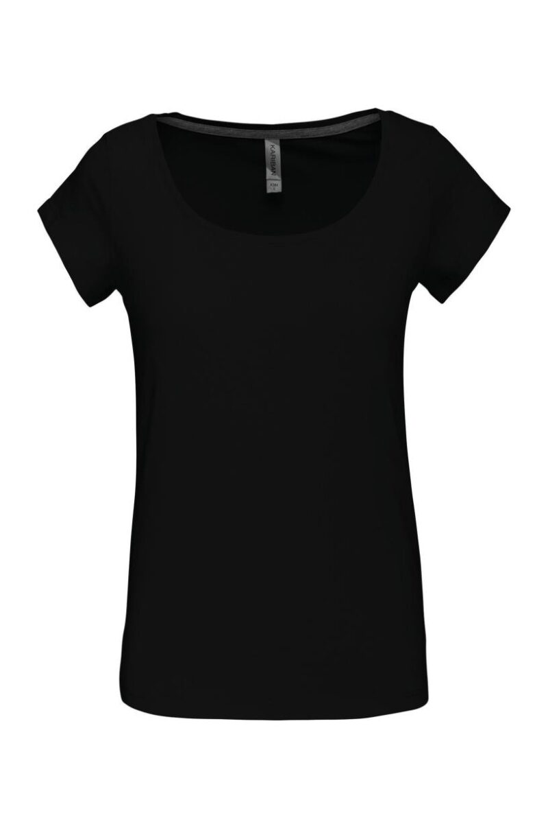 Dames-t-shirt korte mouwen met boothals