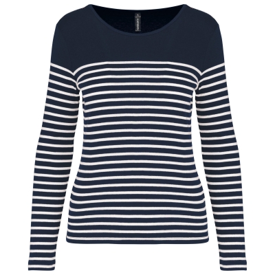 Gestreept dames-t-shirt lange mouwen