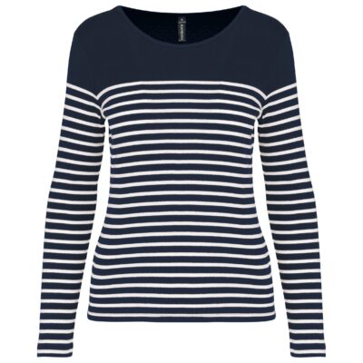 Gestreept dames-t-shirt lange mouwen