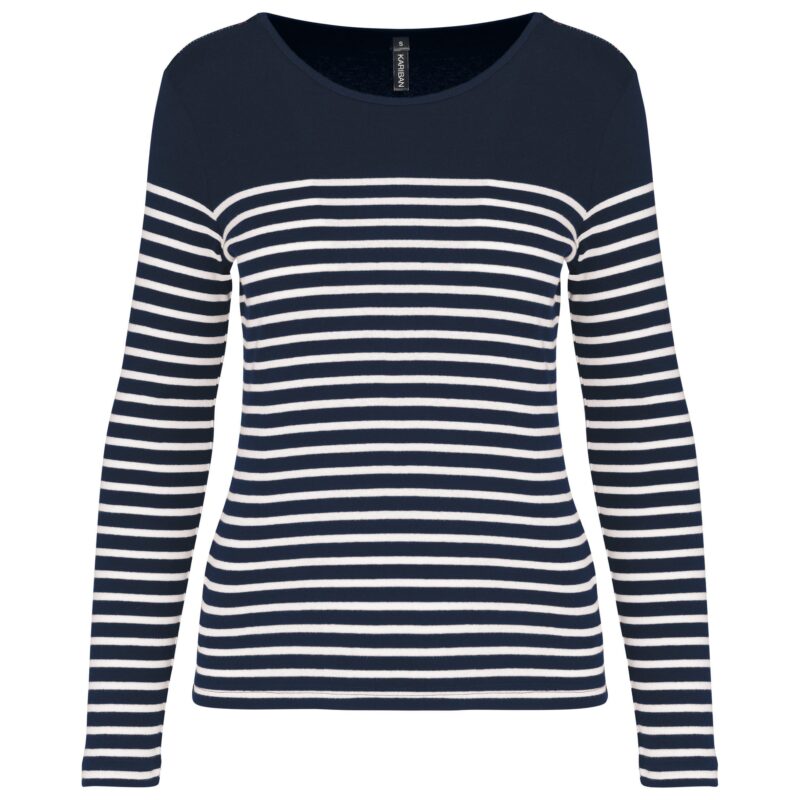 Gestreept dames-t-shirt lange mouwen