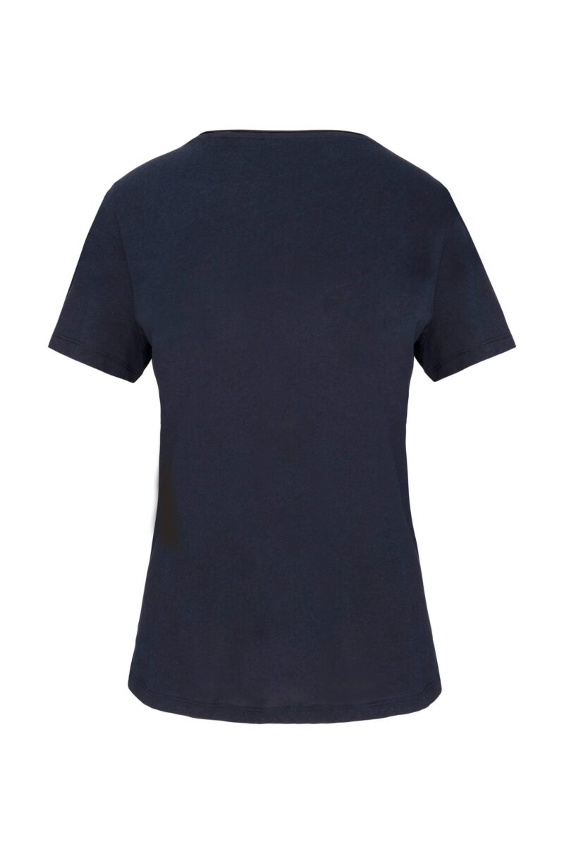 Bio dames-t-shirt kraag met onafgewerkte rand korte mouwen - Afbeelding 2