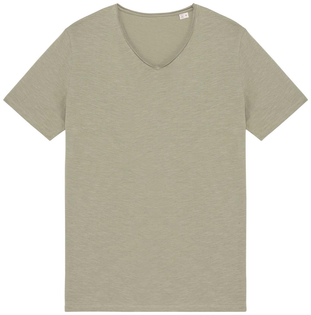 Ecologisch slub heren-T-shirt onafgewerkte randen