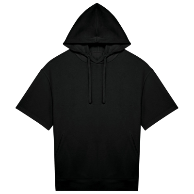 Duurzame sweater met capuchon en korte afhangende mouwen French Terry