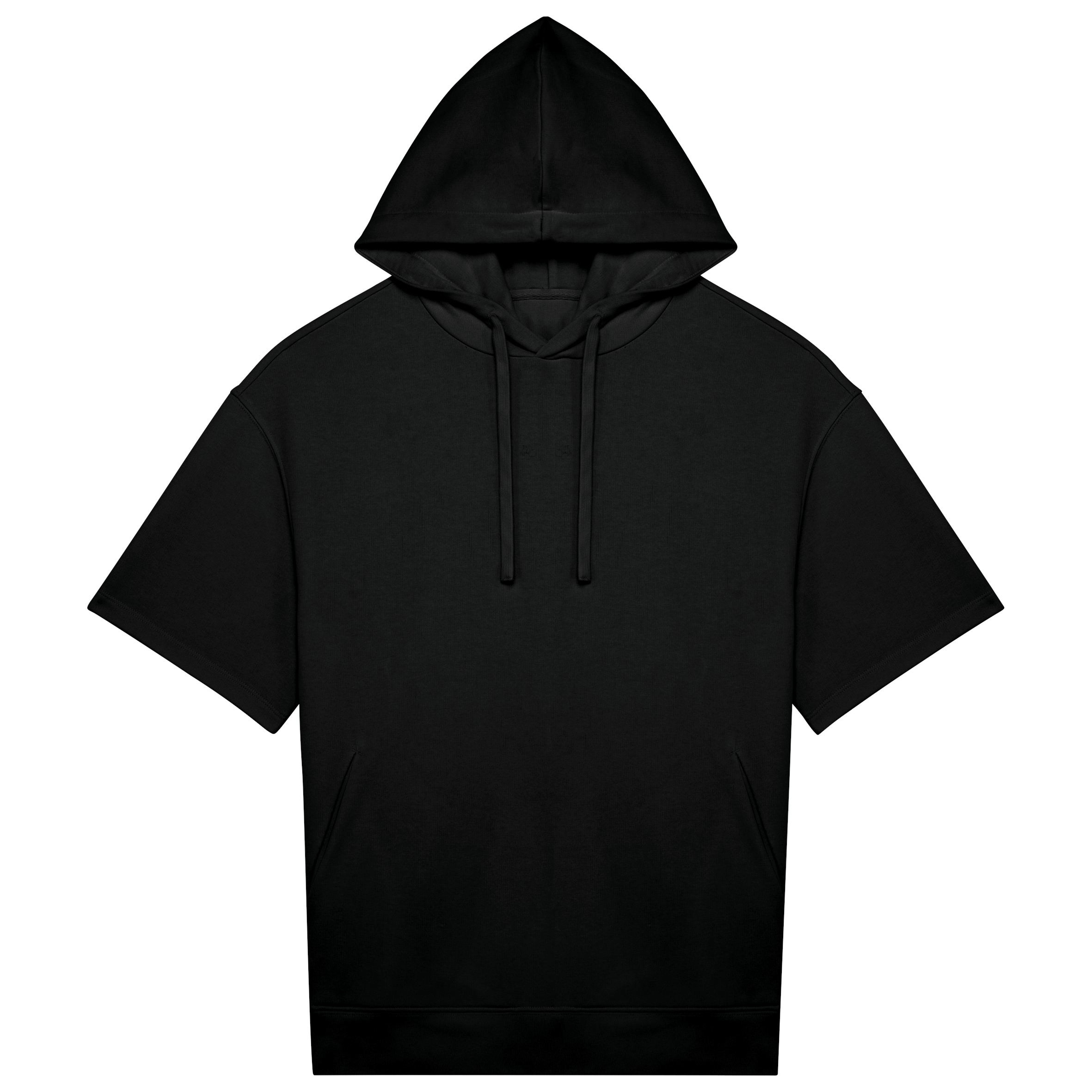 Duurzame sweater met capuchon en korte afhangende mouwen French Terry