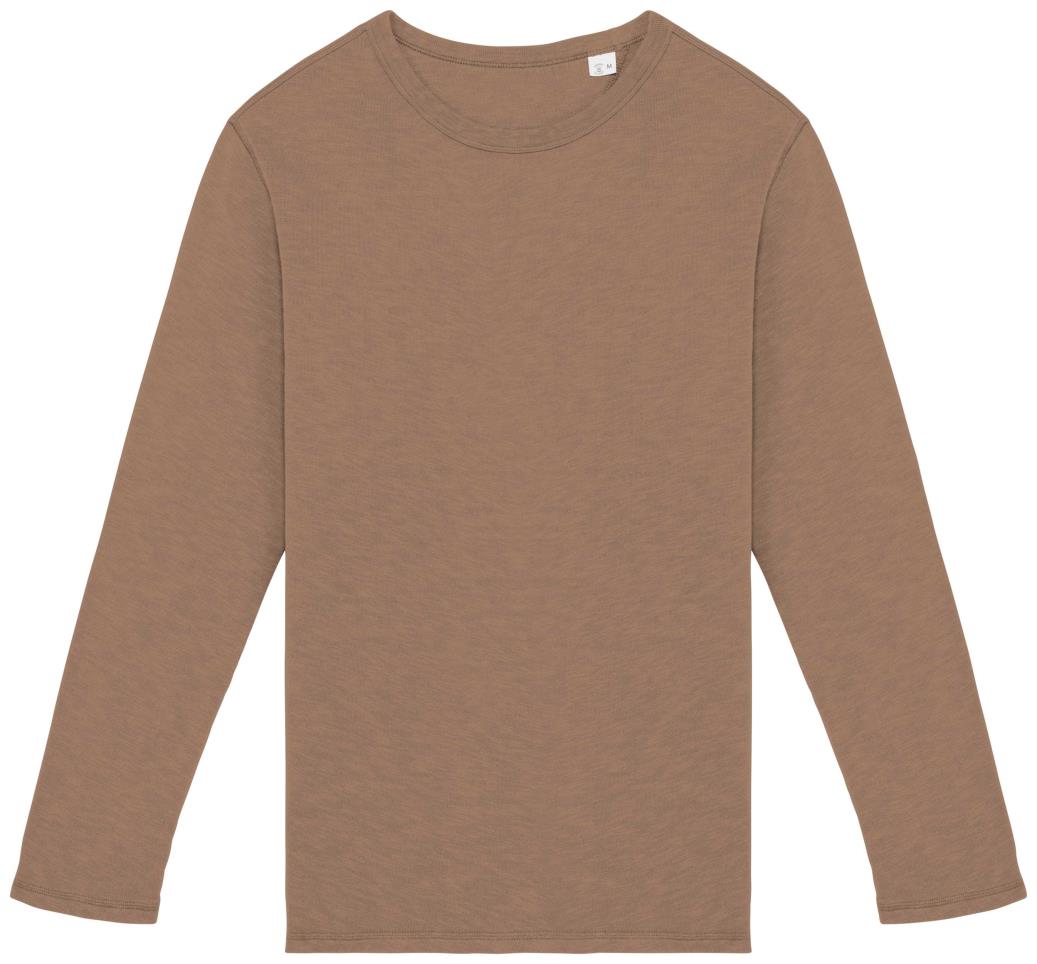 Ecologische en verwassen uniseks sweater met ronde hals French Terry