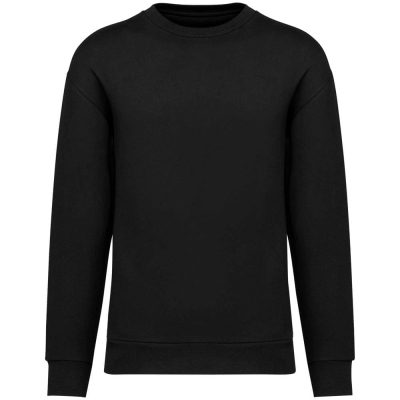 Ecologische ronde hals sweater met  afhangende mouwen in geborsteld fleece