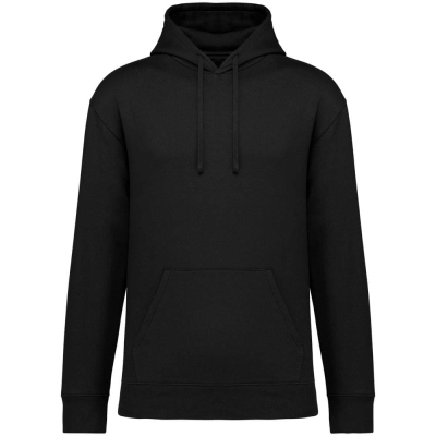 Ecologische sweater met capuchon en afhangende mouwen in geborsteld fleece