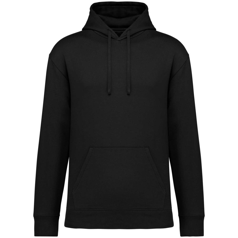 Ecologische sweater met capuchon en afhangende mouwen in geborsteld fleece