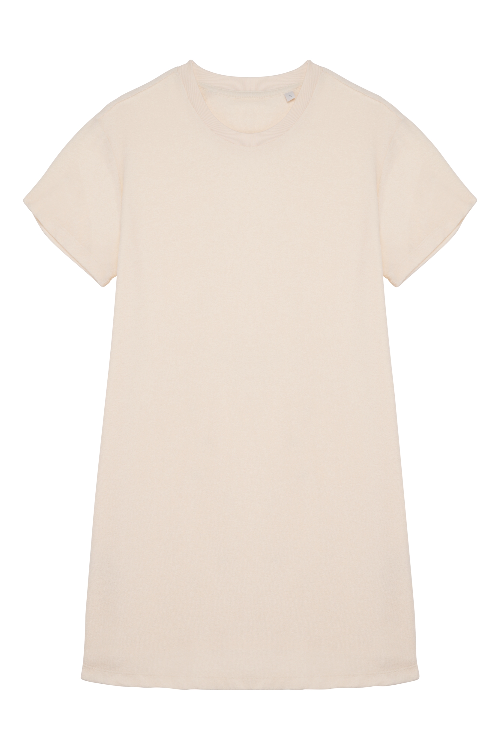 Ecologische badstof t-shirtjurk met afhangende mouwen