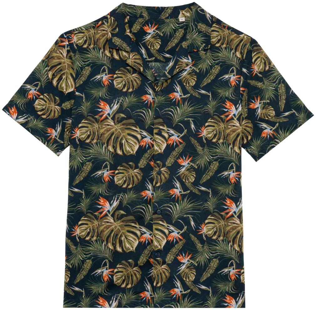 Ecologisch herenoverhemd met Hawaïaanse print