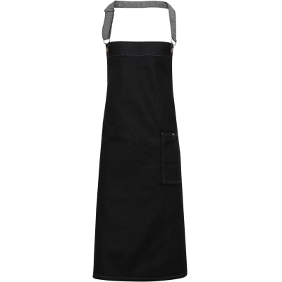 District - Waxed look denim bib apron