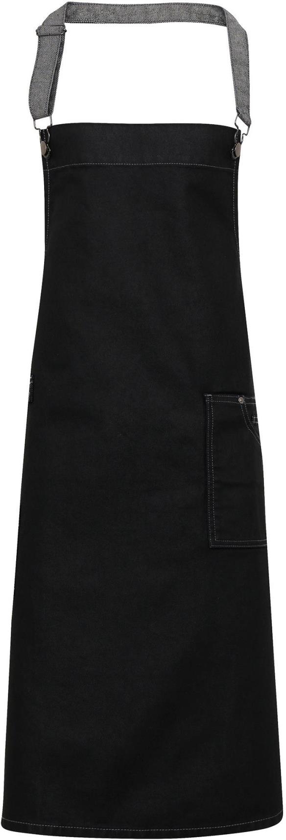 District - Waxed look denim bib apron
