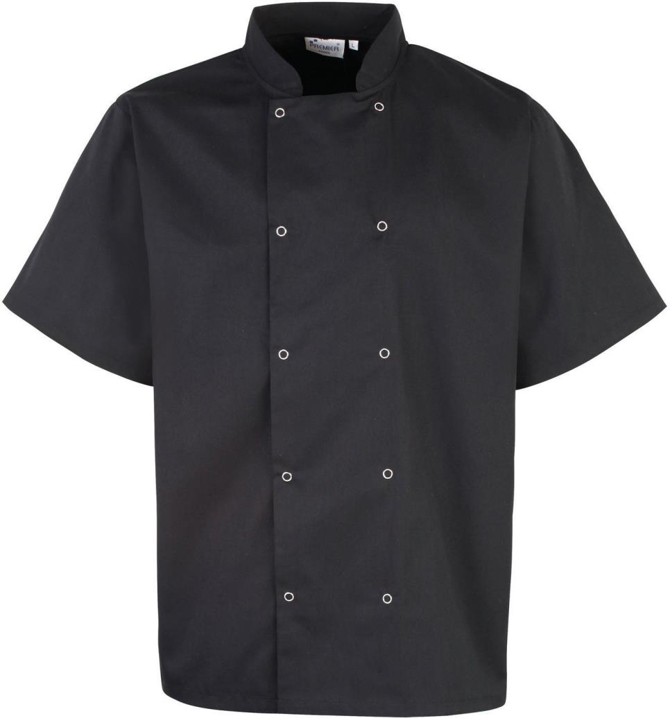 Studded Front Short Sleeve Chef's Jacket