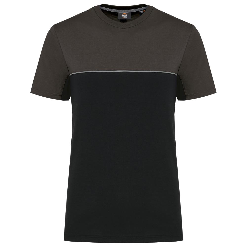 Ecologisch en tweekleurig uniseks T-shirt met korte mouwen