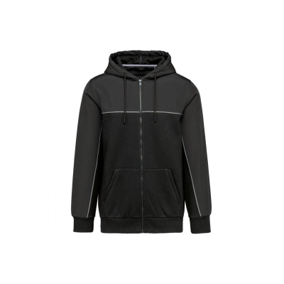 Eco-friendly tweekleurig fleecejasje met rits en capuchon uniseks