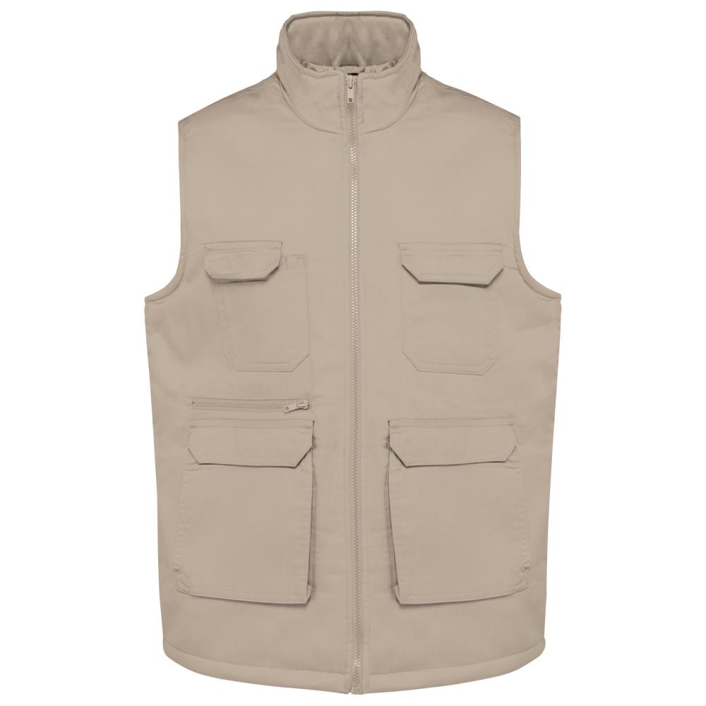 Gewatteerd unisex gilet in polykatoen met veel zakken